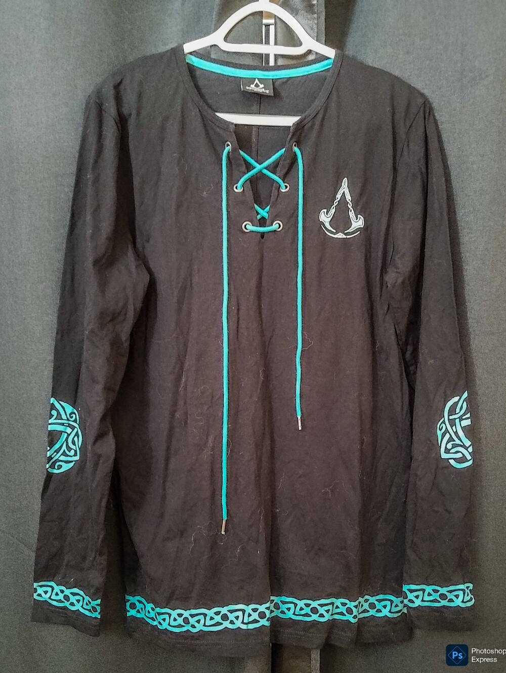 Assassin's Creed Black Viking Lace-Up Long Sleeve Shirt